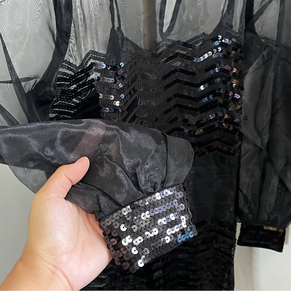 New ModCloth Fanciful Fette Black Sequins Shift Dress Size Medium - Picture 5 of 9